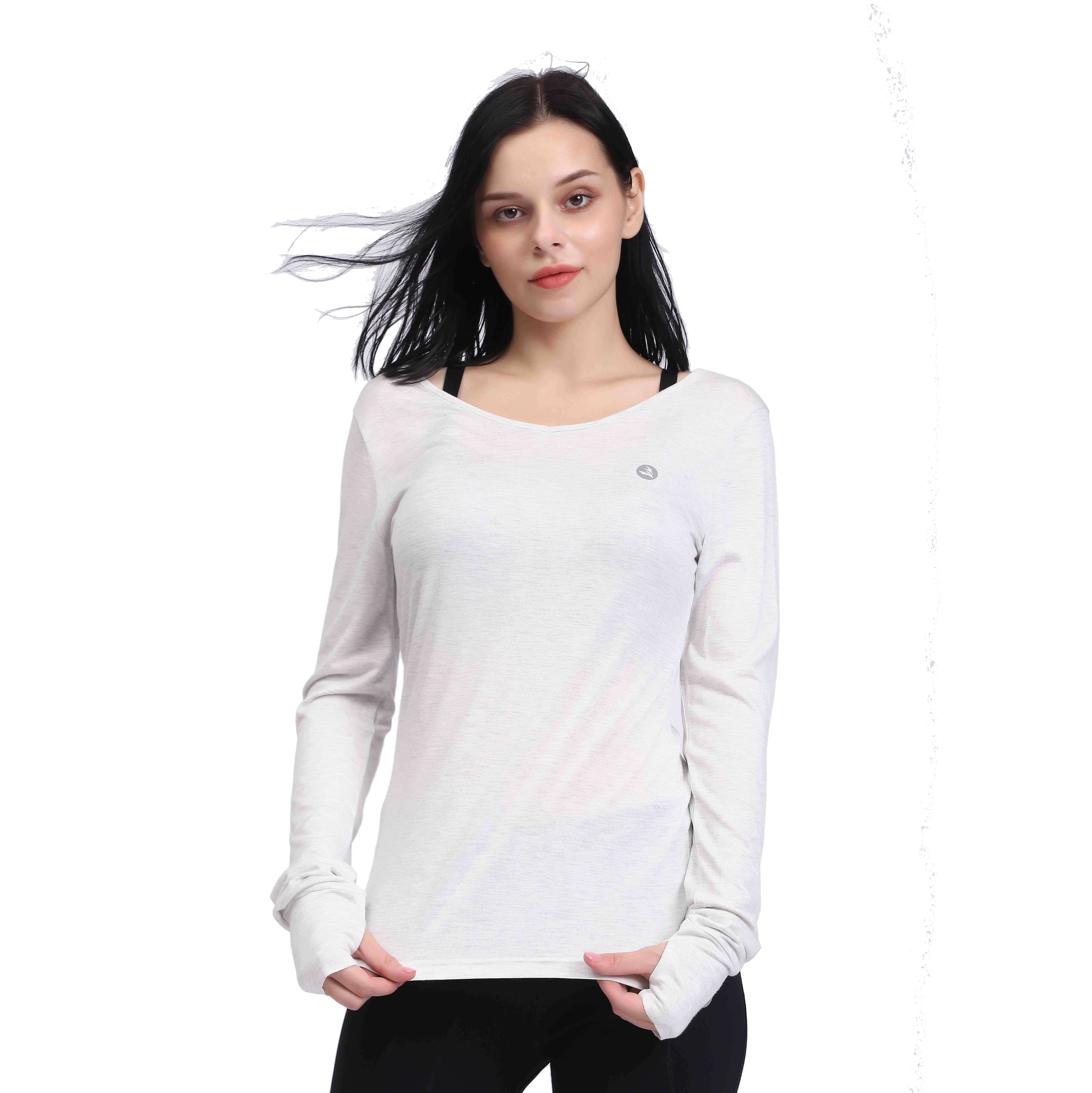 Camicie da yoga a maniche lunghe bianche da donna 