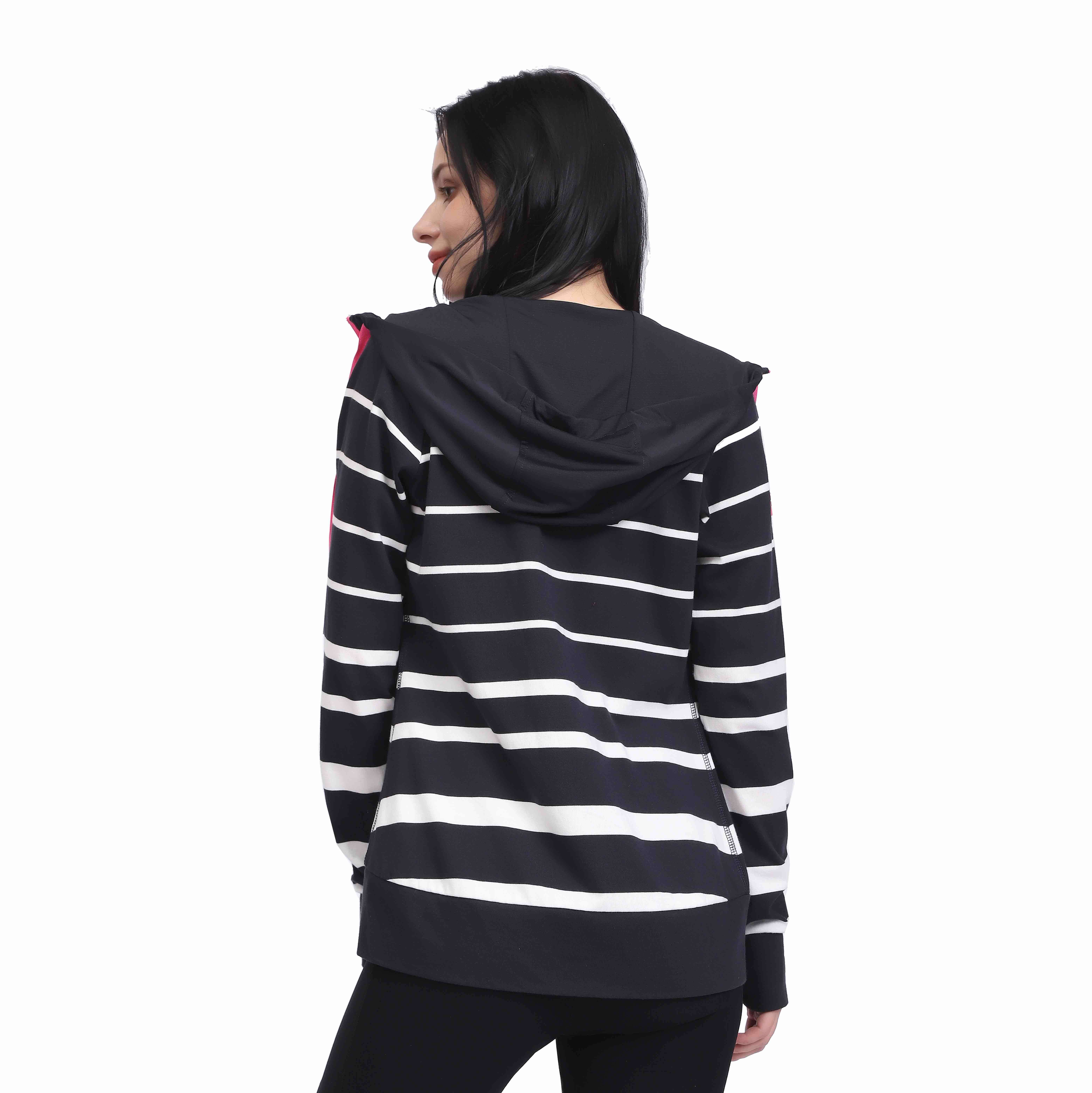 Felpa con cappuccio da donna con zip attiva a blocchi di colore ultra morbida