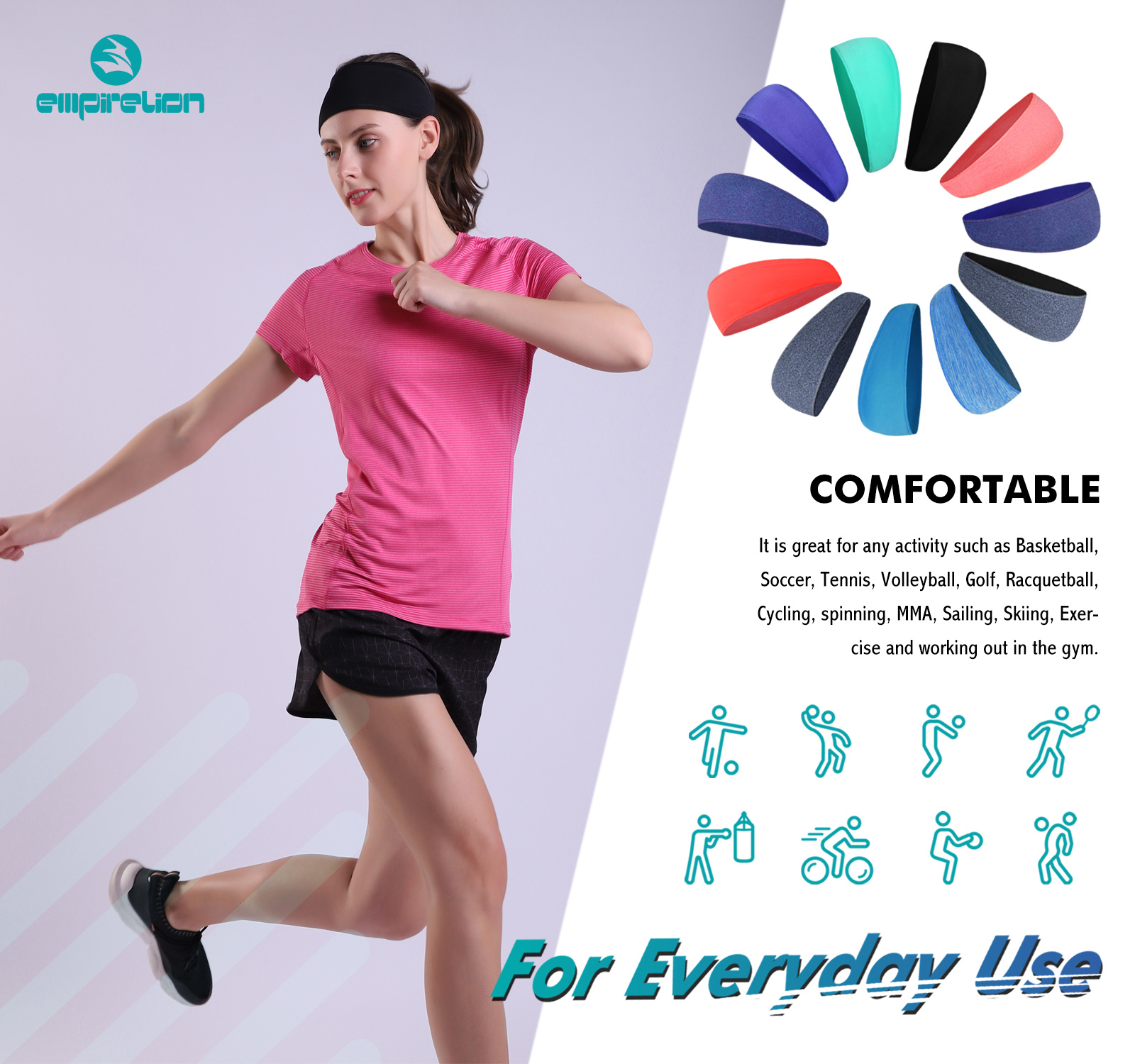 Fascia per il fitness, Sport reversibile Sweatband Stylish Yoga Pilates Pilates